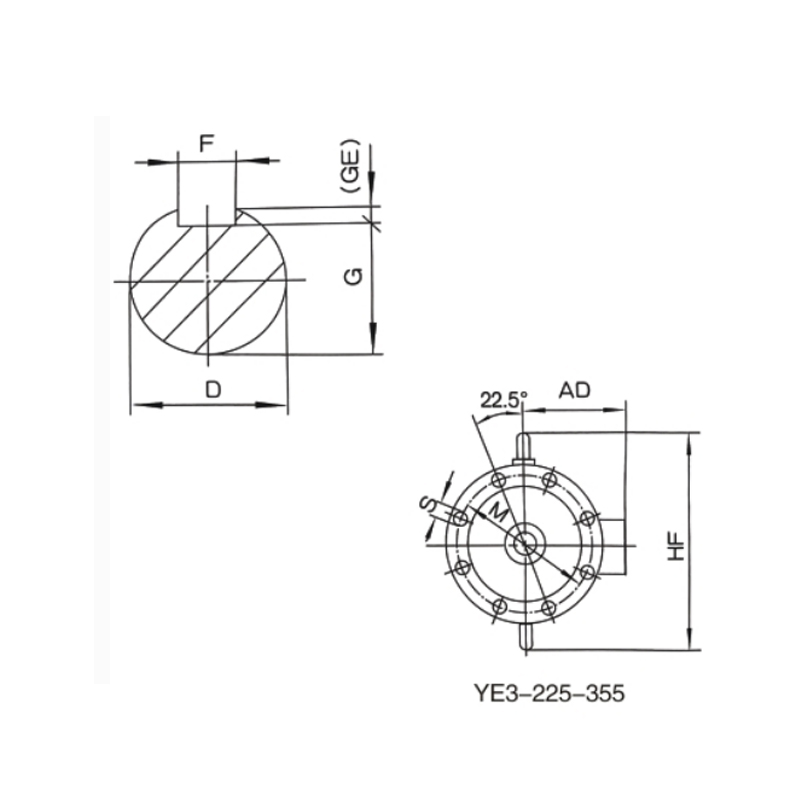 立式安裝、機(jī)座不帶底腳、端蓋上有凸緣的電動(dòng)機(jī)